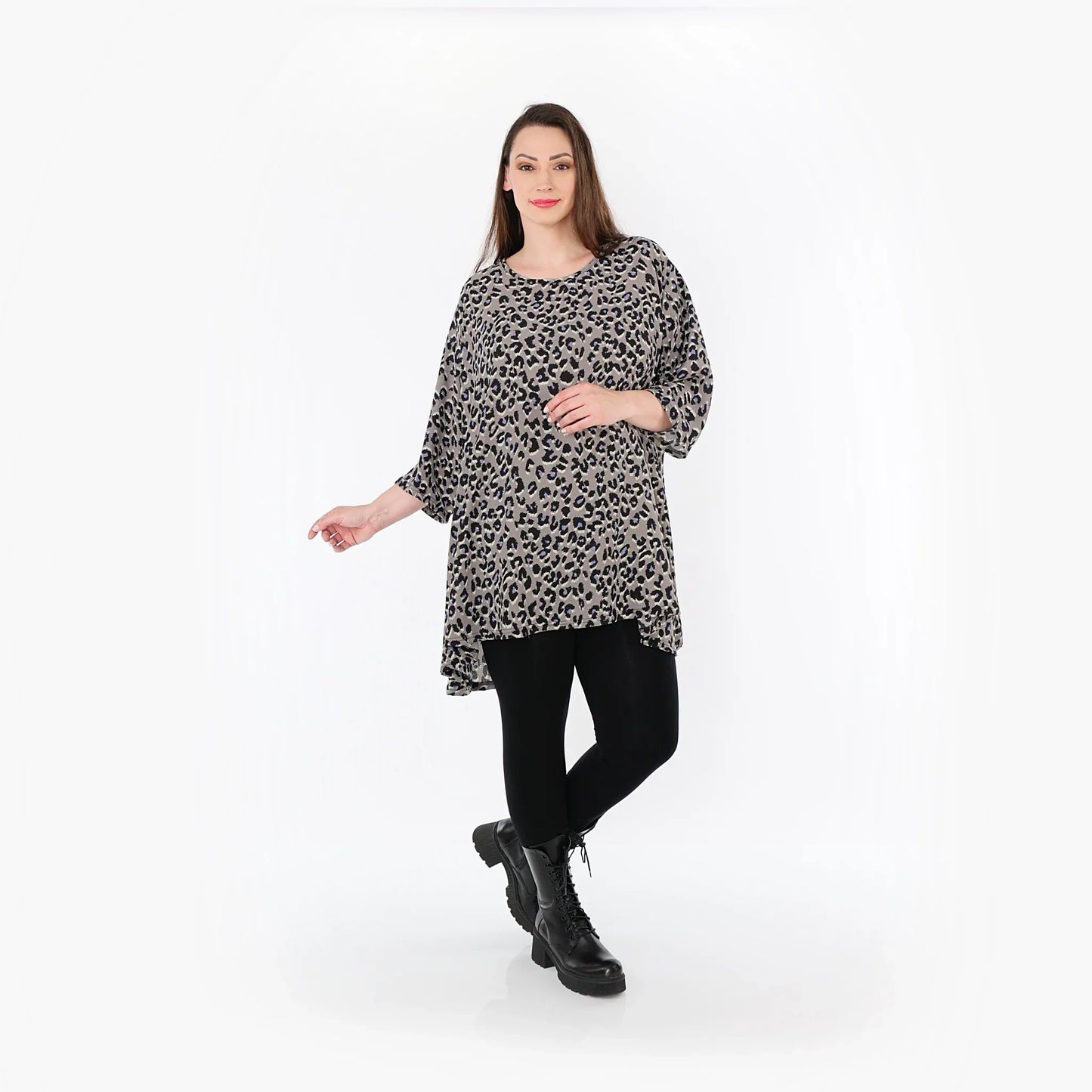AKH Fashion 593 Big Shirt, Grau-Schwarz-Blau