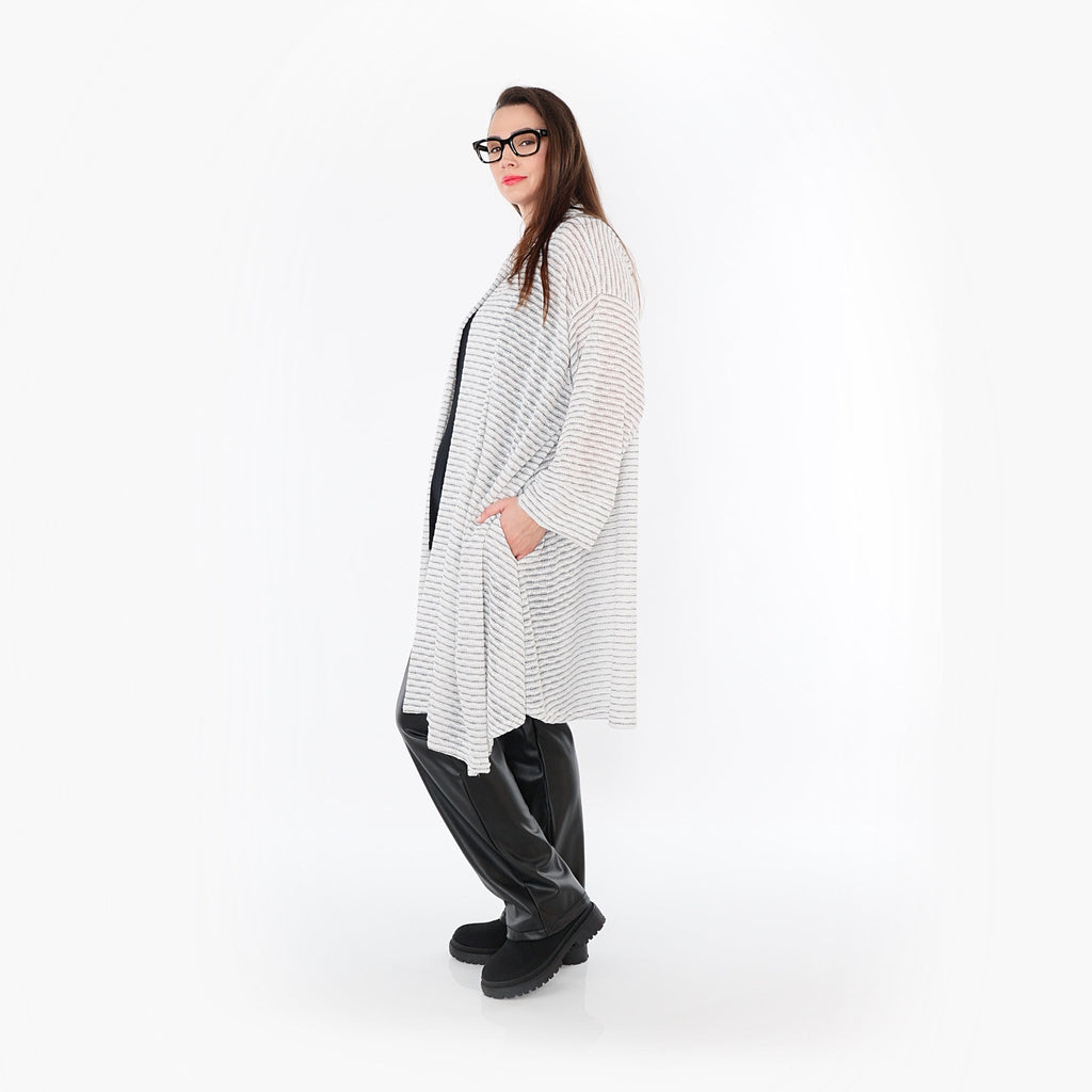 Cardigan AKH Fashion 7040, blanc-noir