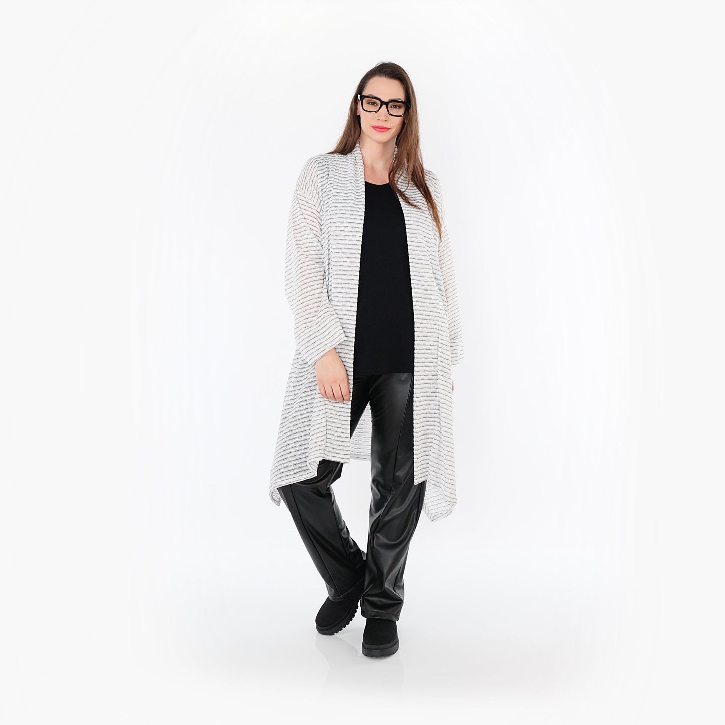 AKH Fashion 7040 Cardigan, Weiß-Schwarz