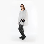 Chemise ample AKH Fashion 7060, blanc-noir