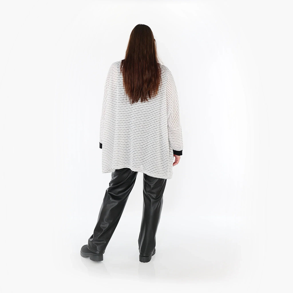 Chemise ample AKH Fashion 7060, blanc-noir