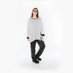 Chemise ample AKH Fashion 7060, blanc-noir
