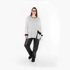 Chemise ample AKH Fashion 7060, blanc-noir