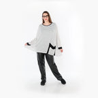 Chemise ample AKH Fashion 7060, blanc-noir