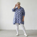 AKH Fashion 7010 Blouse, Blue-White-Silver