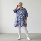 AKH Fashion 7010 Blouse, Blue-White-Silver