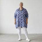 AKH Fashion 7010 Blouse, Blue-White-Silver