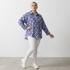 AKH Fashion 7095 Blouse, Blue-White-Silver