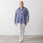 AKH Fashion 7095 Blouse, Blue-White-Silver