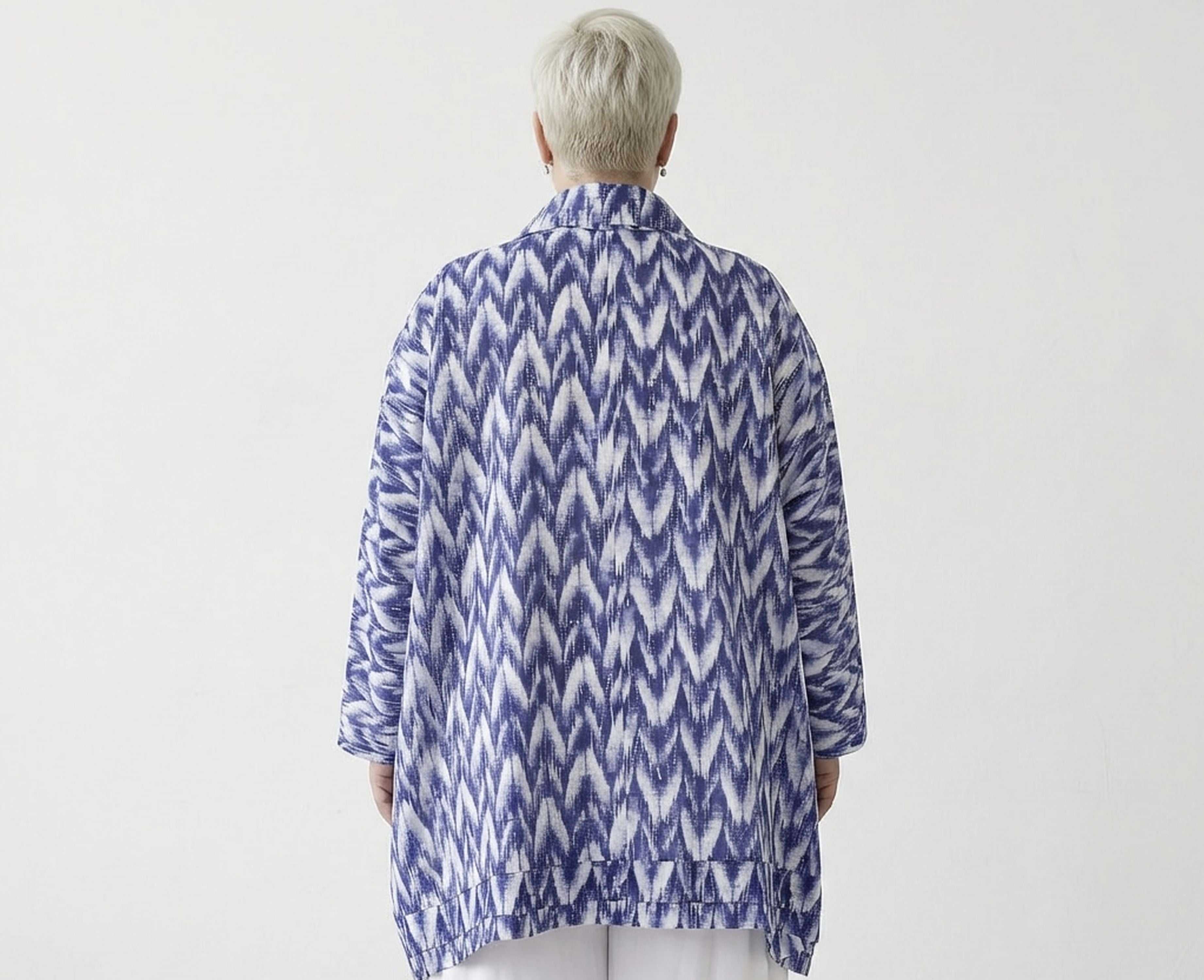 AKH Fashion 7110 Blouse, Blue-White-Silver
