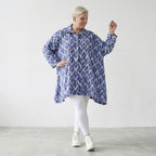 AKH Fashion 7110 Blouse, Blue-White-Silver