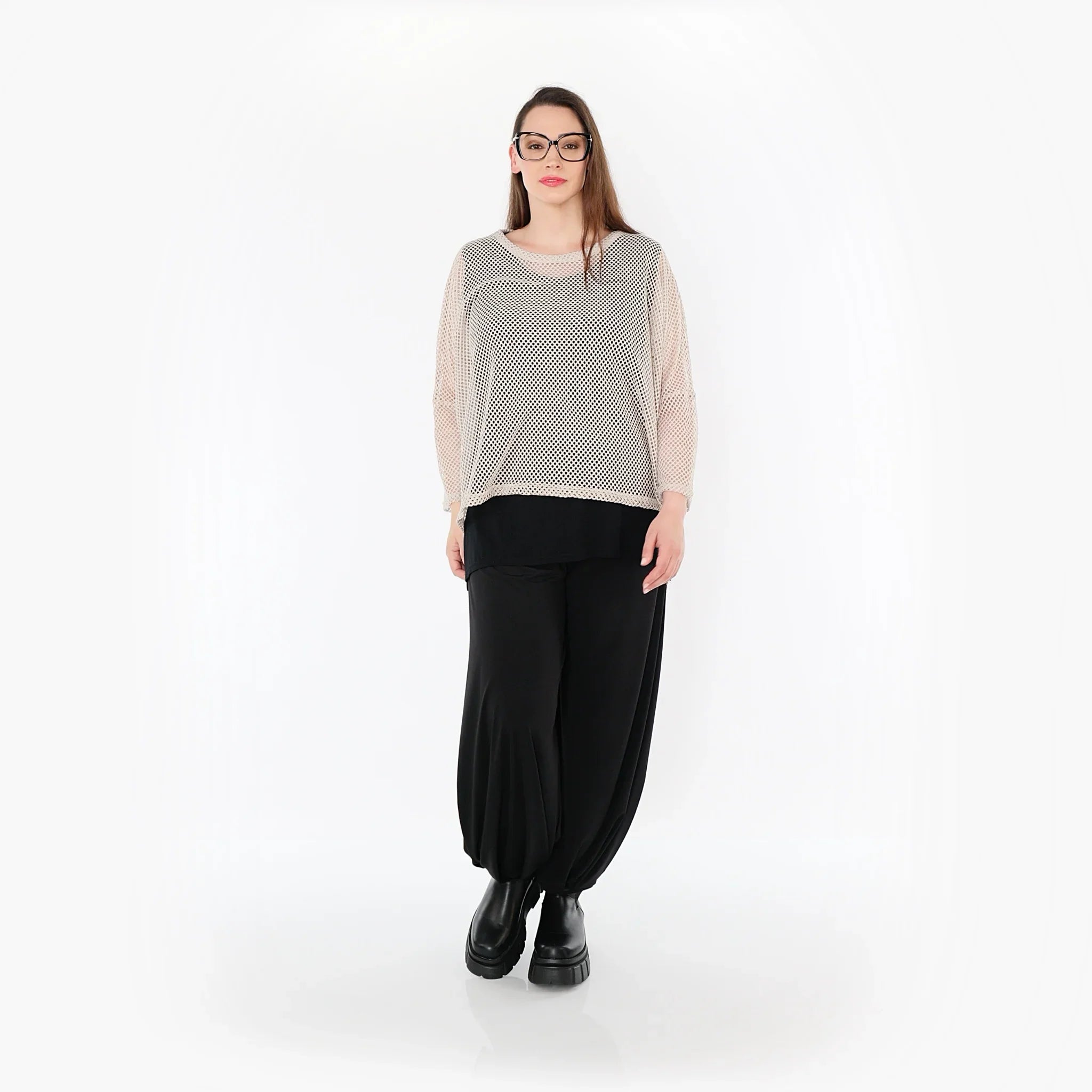 Chemise grande taille AKH Fashion 6721, beige