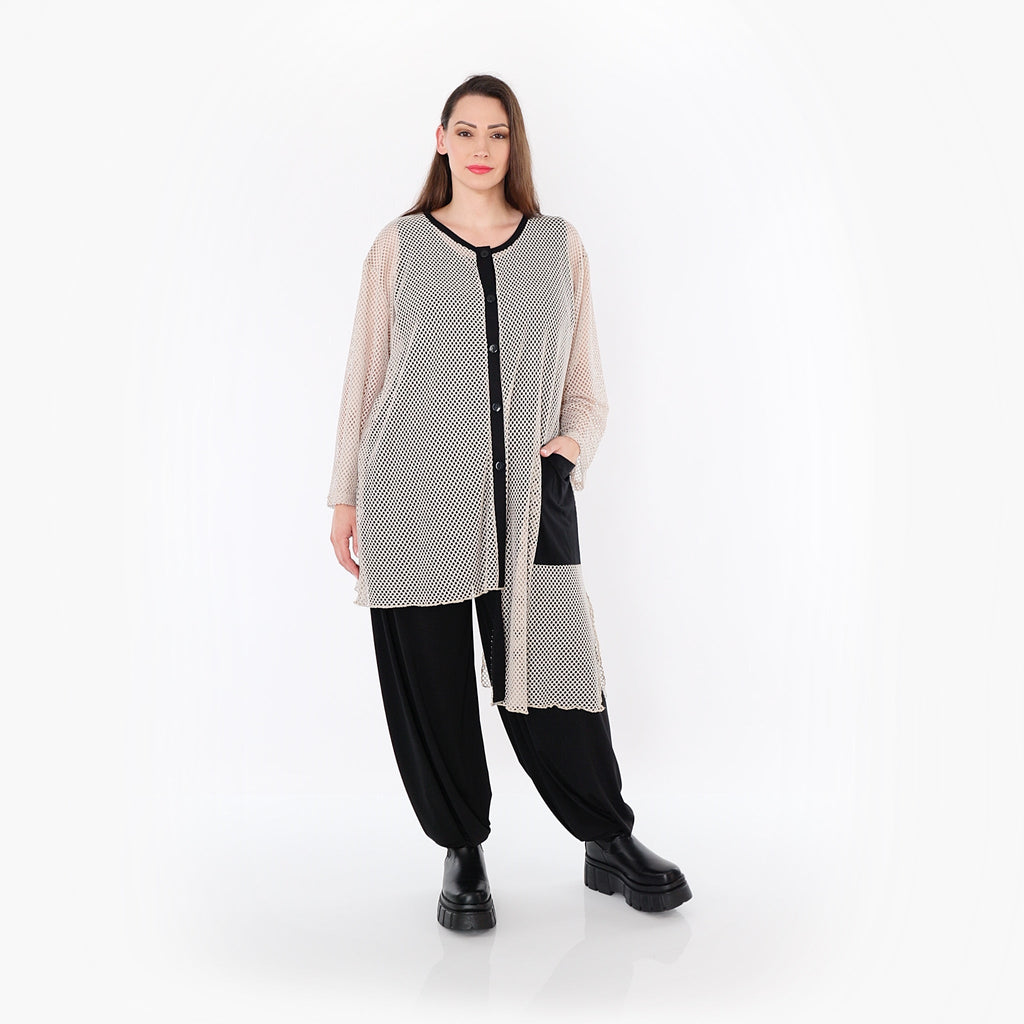 Chemisier AKH Fashion 7101, beige-noir