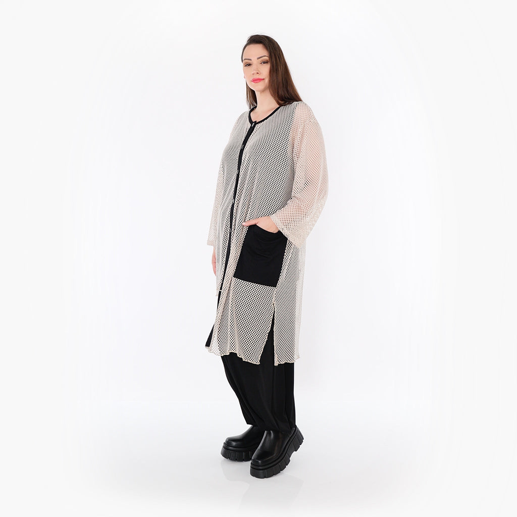 Chemisier AKH Fashion 7101, beige-noir