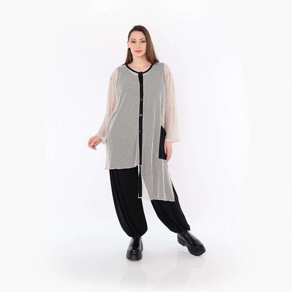 Chemisier AKH Fashion 7101, beige-noir