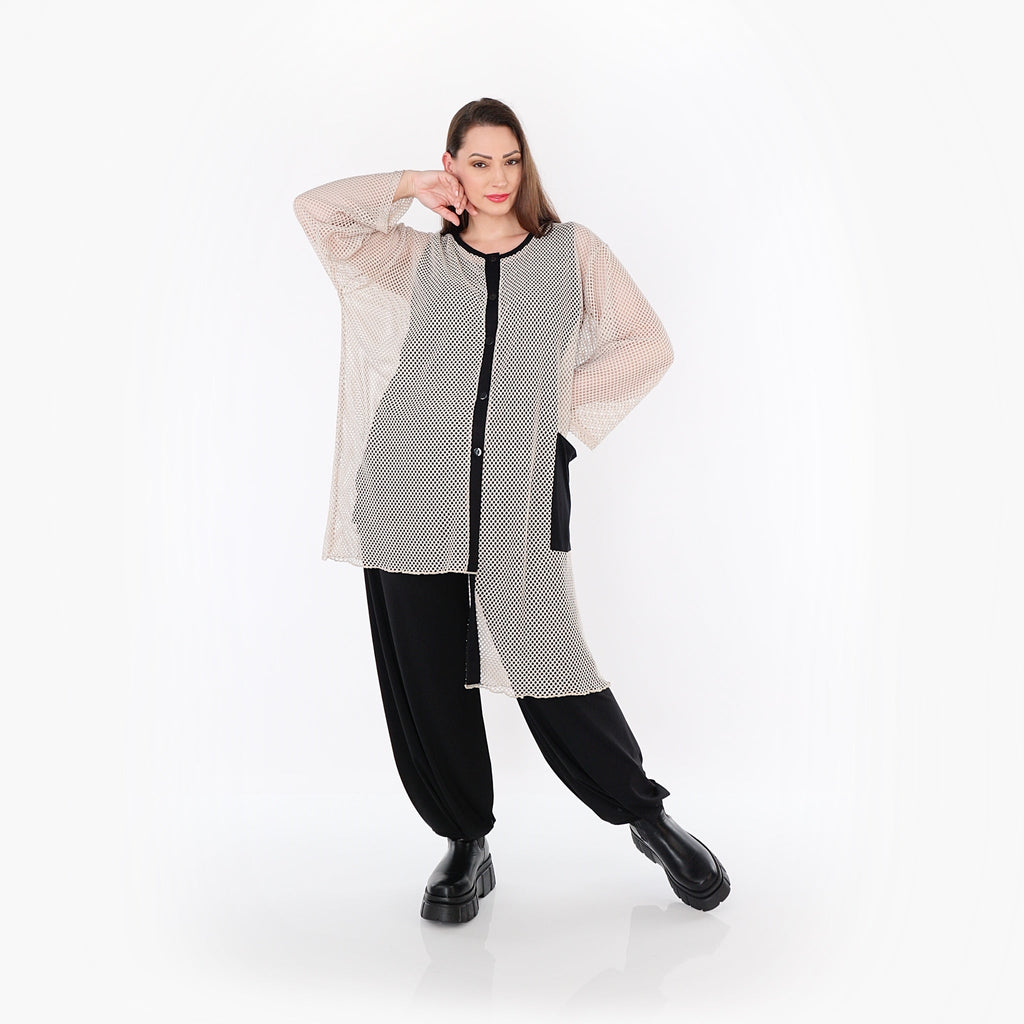 Chemisier AKH Fashion 7101, beige-noir