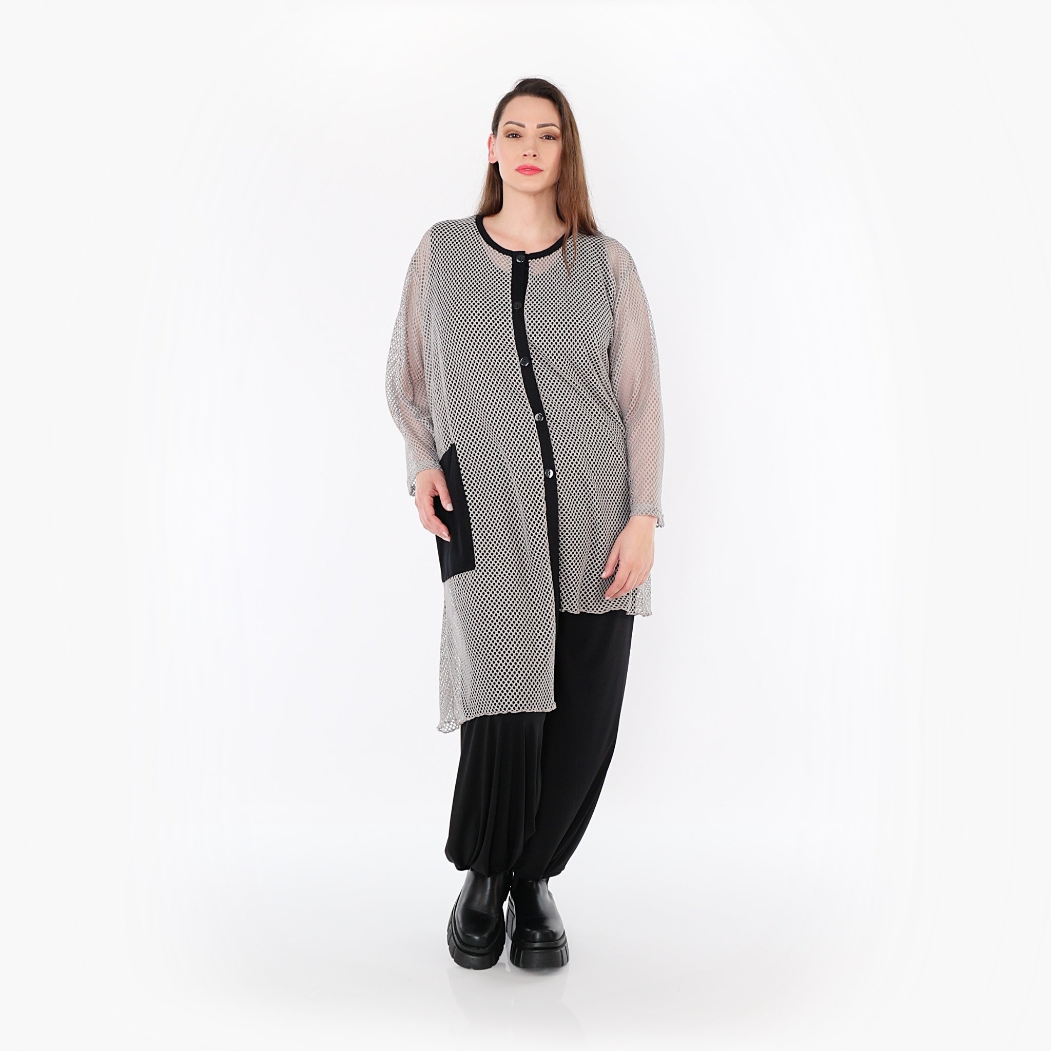 AKH Fashion · Bluse · Marie · 7101 · Grau/Schwarz