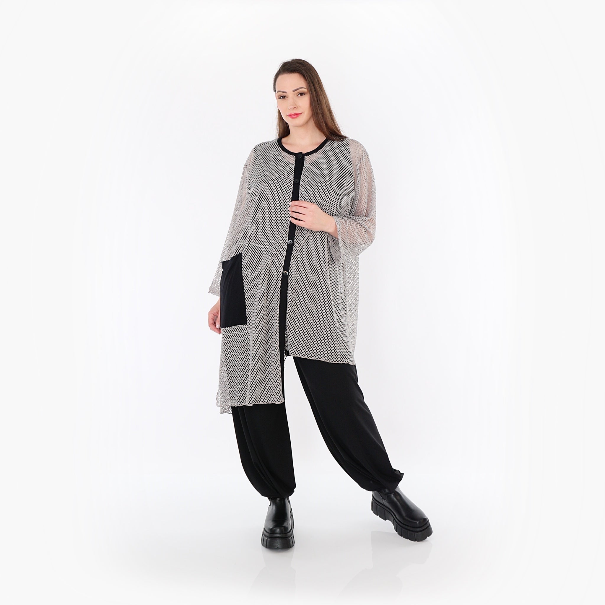 AKH Fashion · Bluse · Marie · 7101 · Grau/Schwarz
