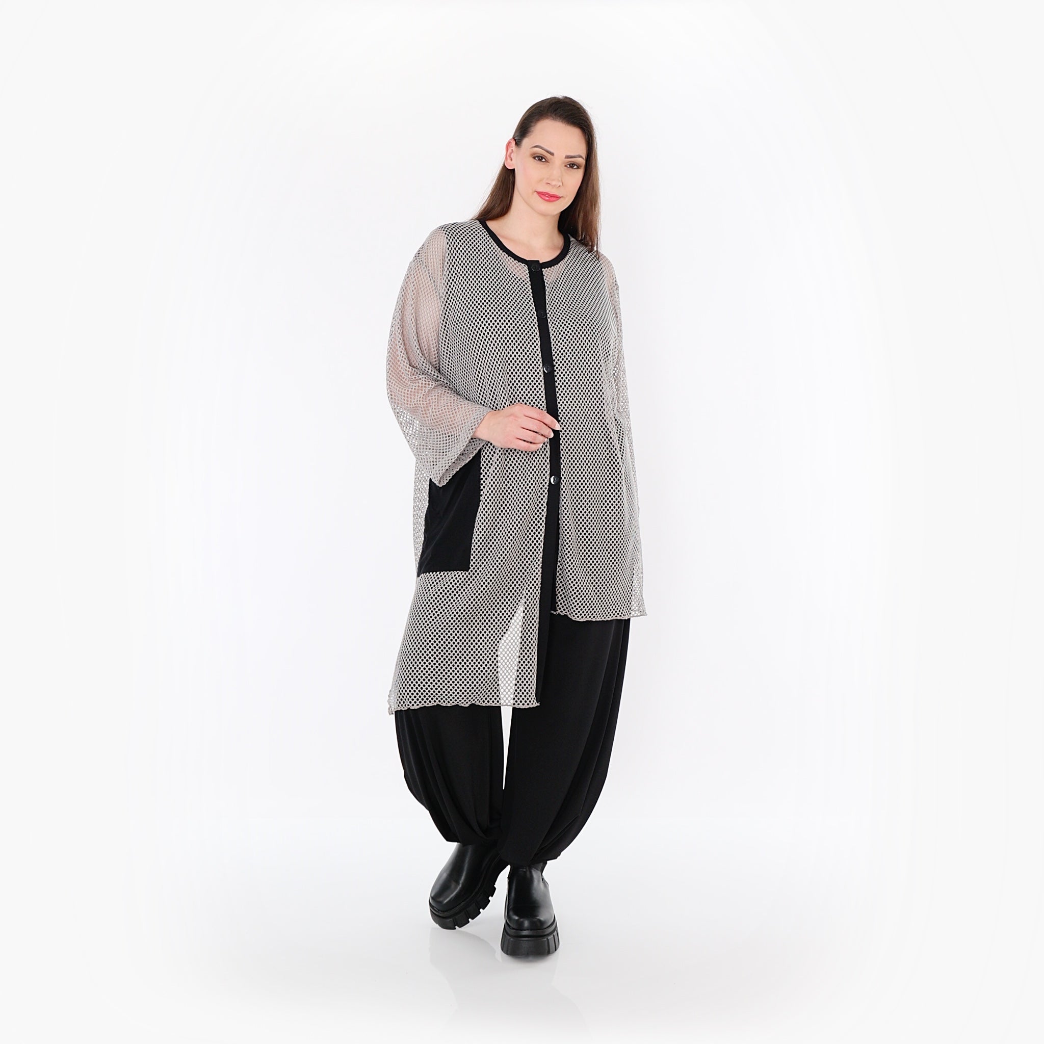 AKH Fashion · Bluse · Marie · 7101 · Grau/Schwarz