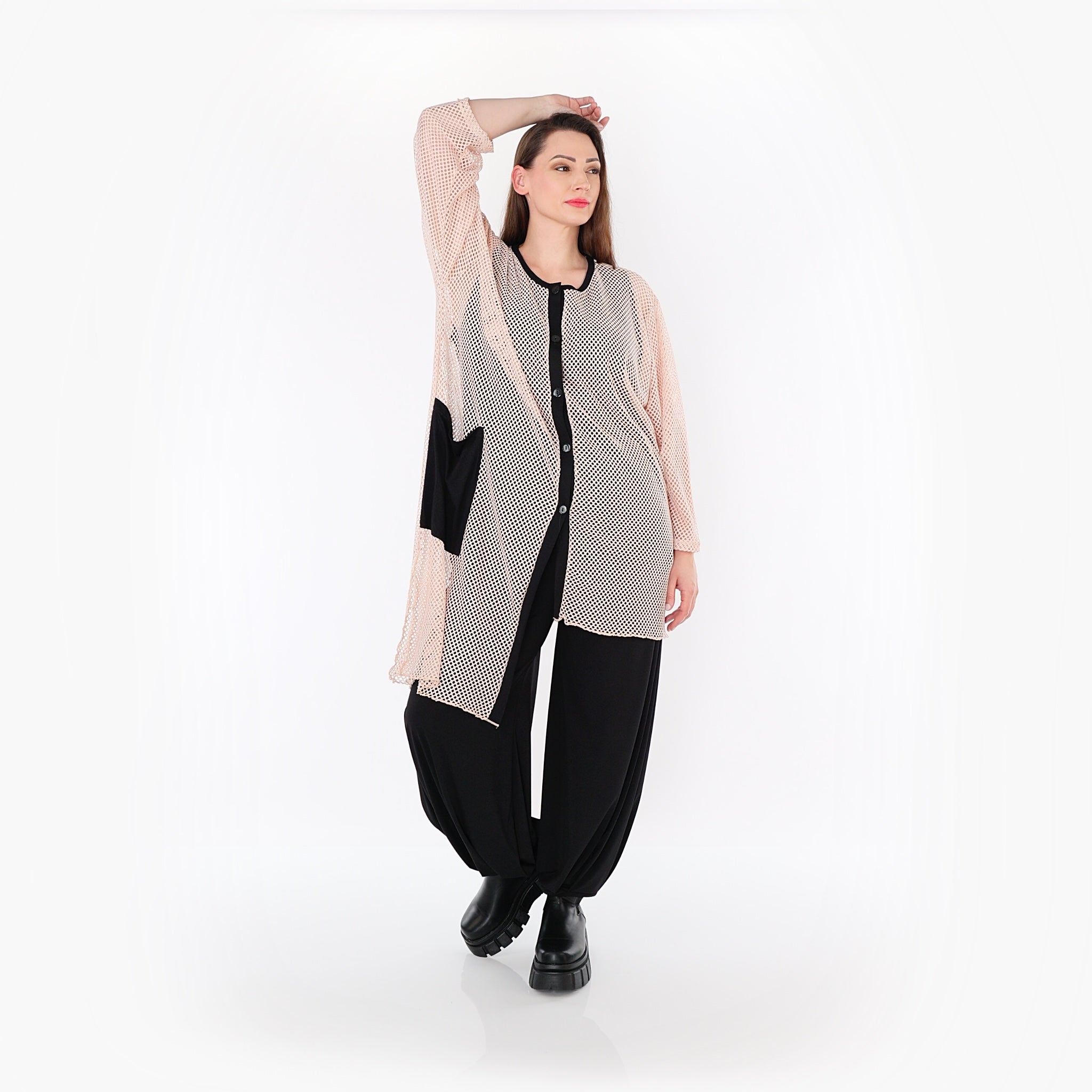 AKH Fashion Blouse 7101 Marie, Mauve/Black