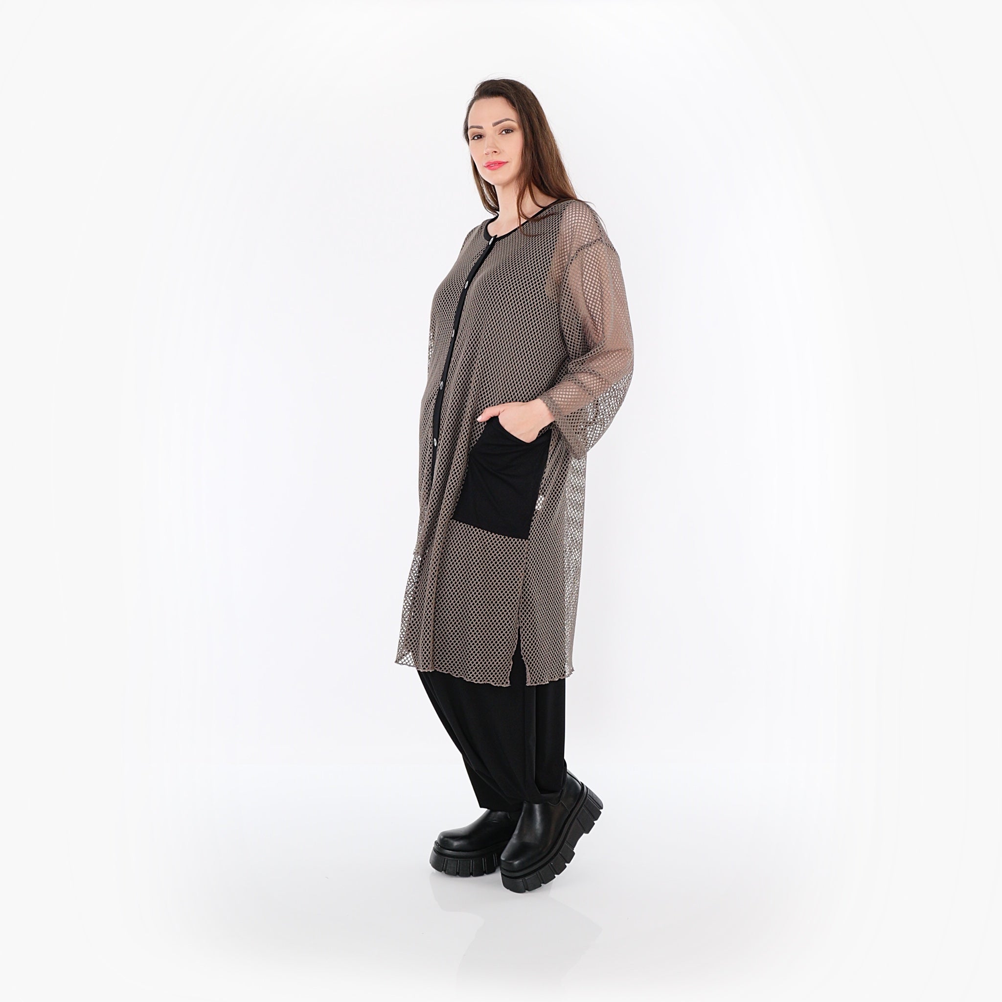AKH Fashion · Bluse · Marie · 7101 · Taupe/Schwarz