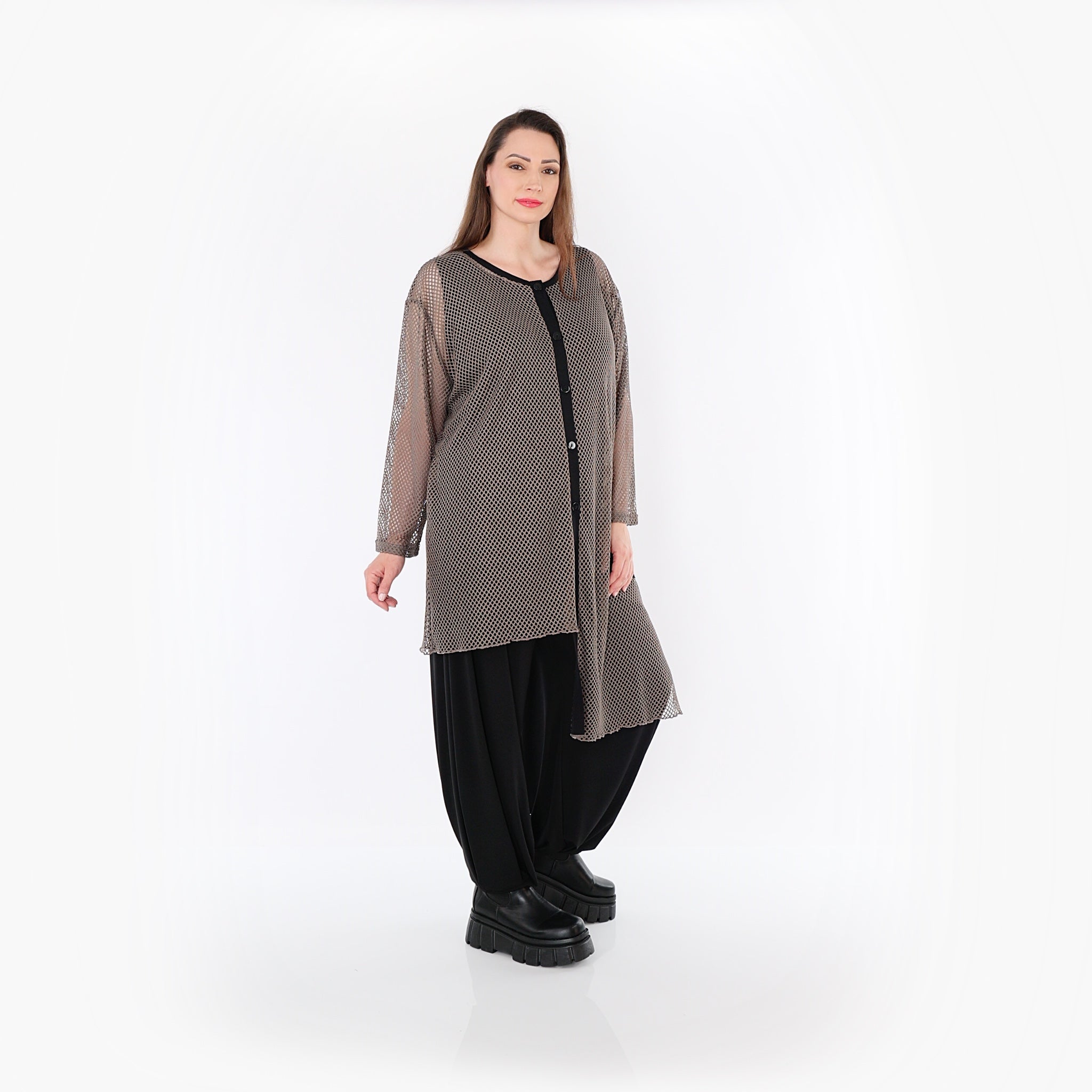 AKH Fashion · Bluse · Marie · 7101 · Taupe/Schwarz