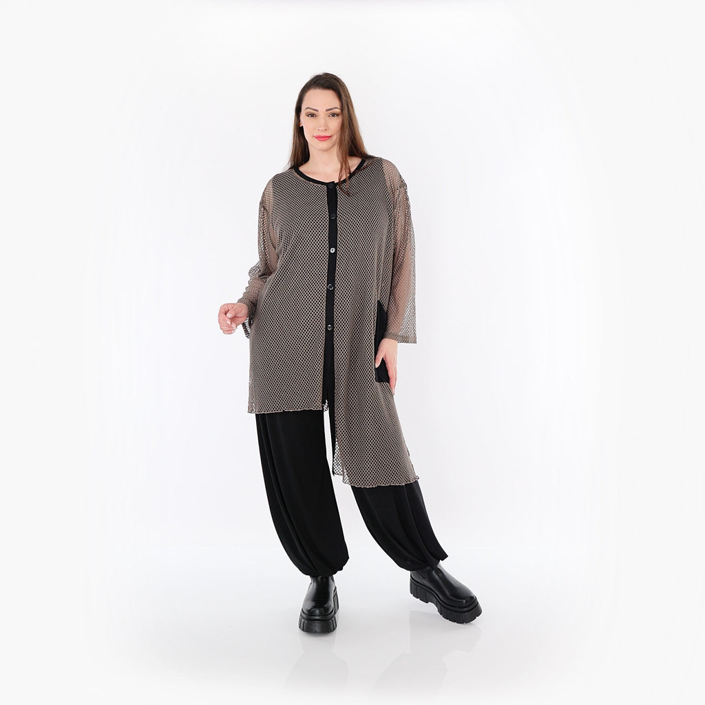 AKH Fashion · Bluse · Marie · 7101 · Taupe/Schwarz
