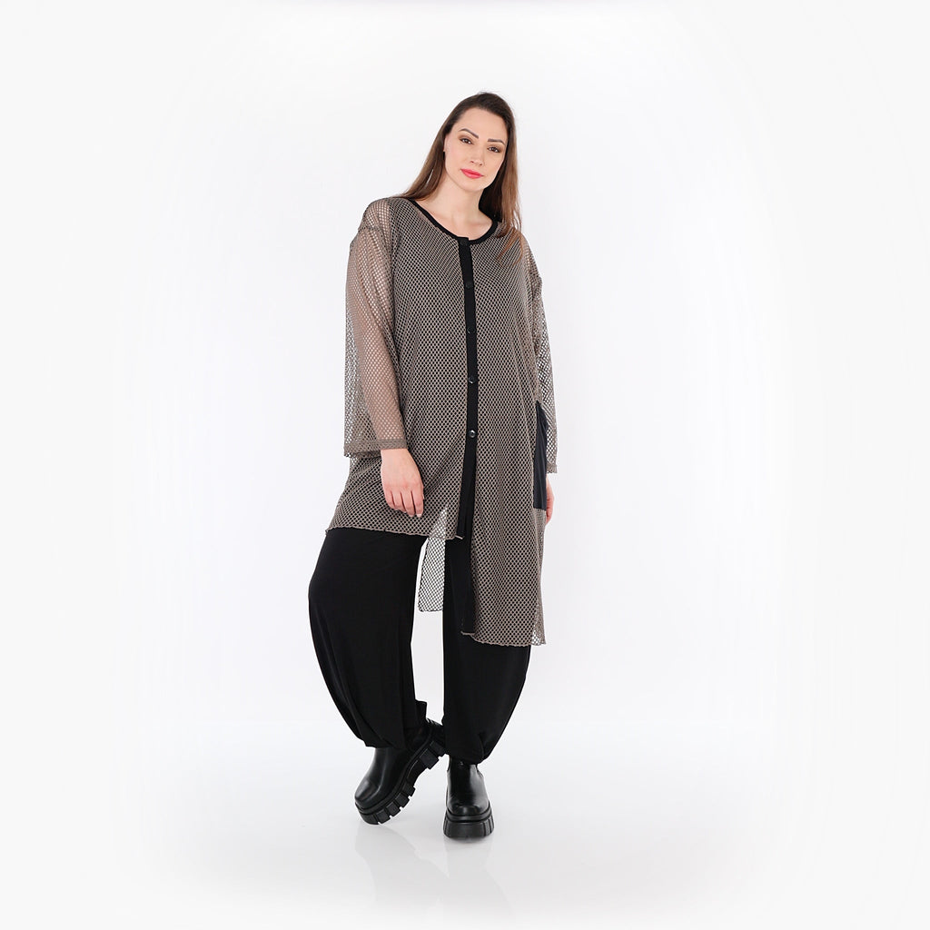 AKH Fashion · Bluse · Marie · 7101 · Taupe/Schwarz