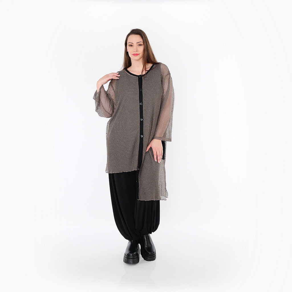 AKH Fashion · Bluse · Marie · 7101 · Taupe/Schwarz