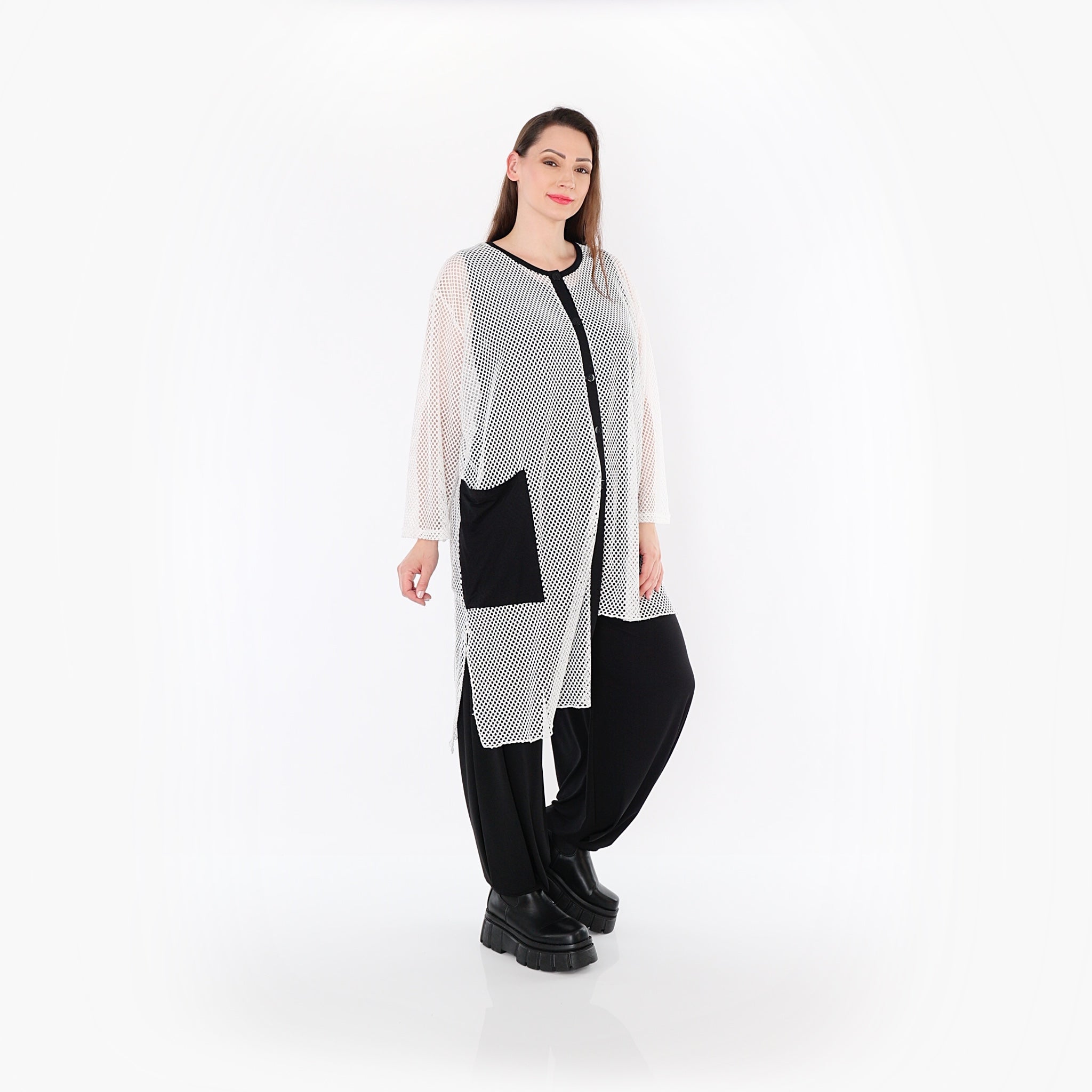 AKH Fashion · Bluse · Marie · 7101 · Weiß/Schwarz