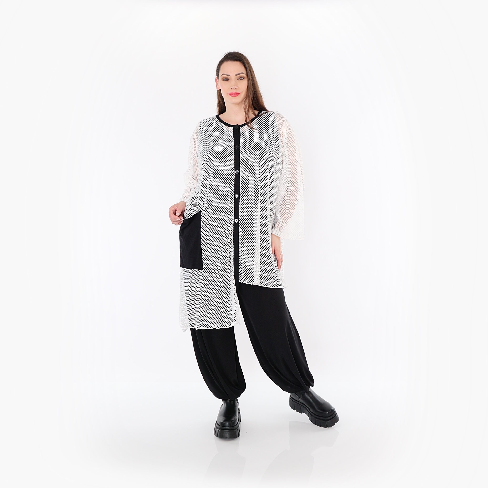 AKH Fashion · Bluse · Marie · 7101 · Weiß/Schwarz