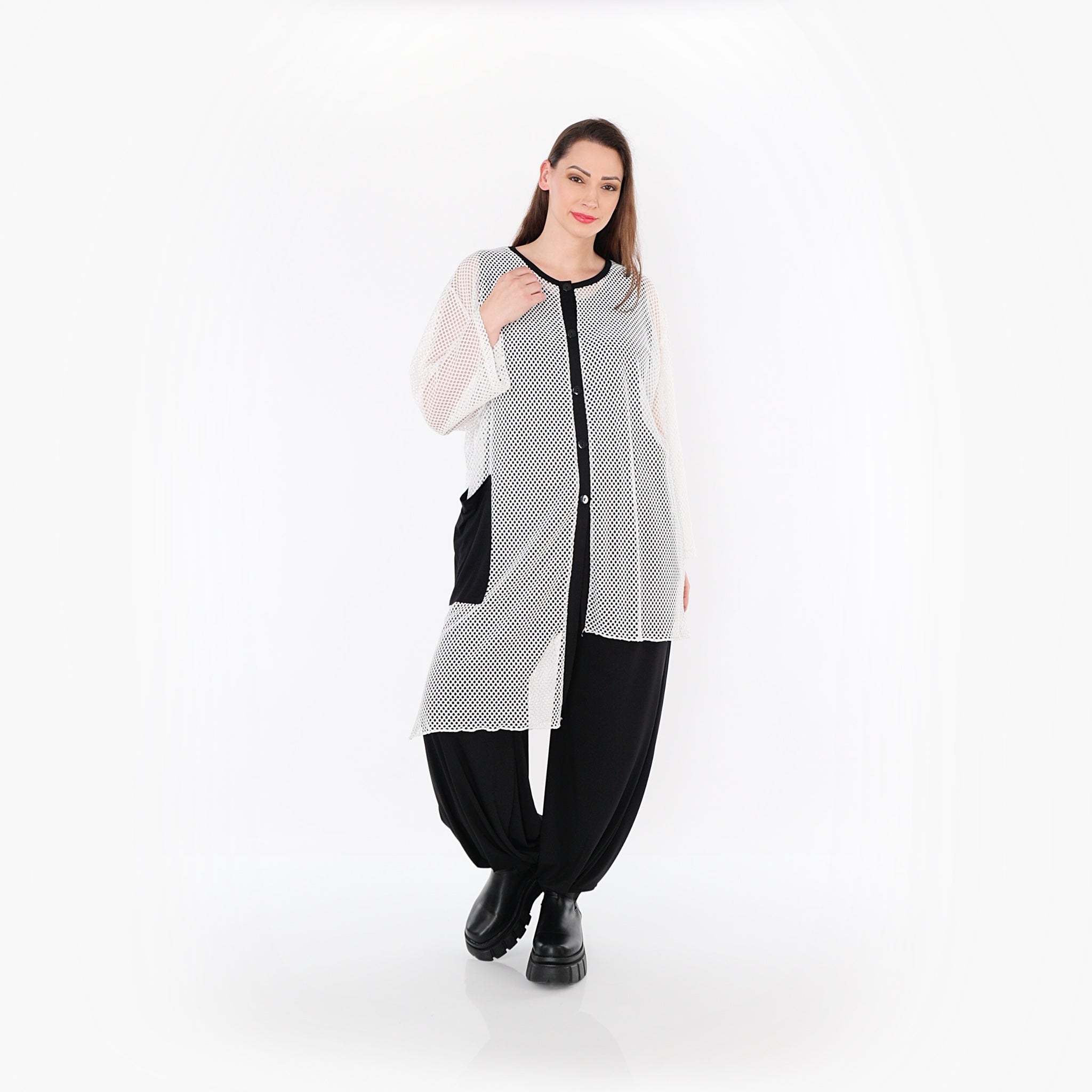 AKH Fashion · Bluse · Marie · 7101 · Weiß/Schwarz