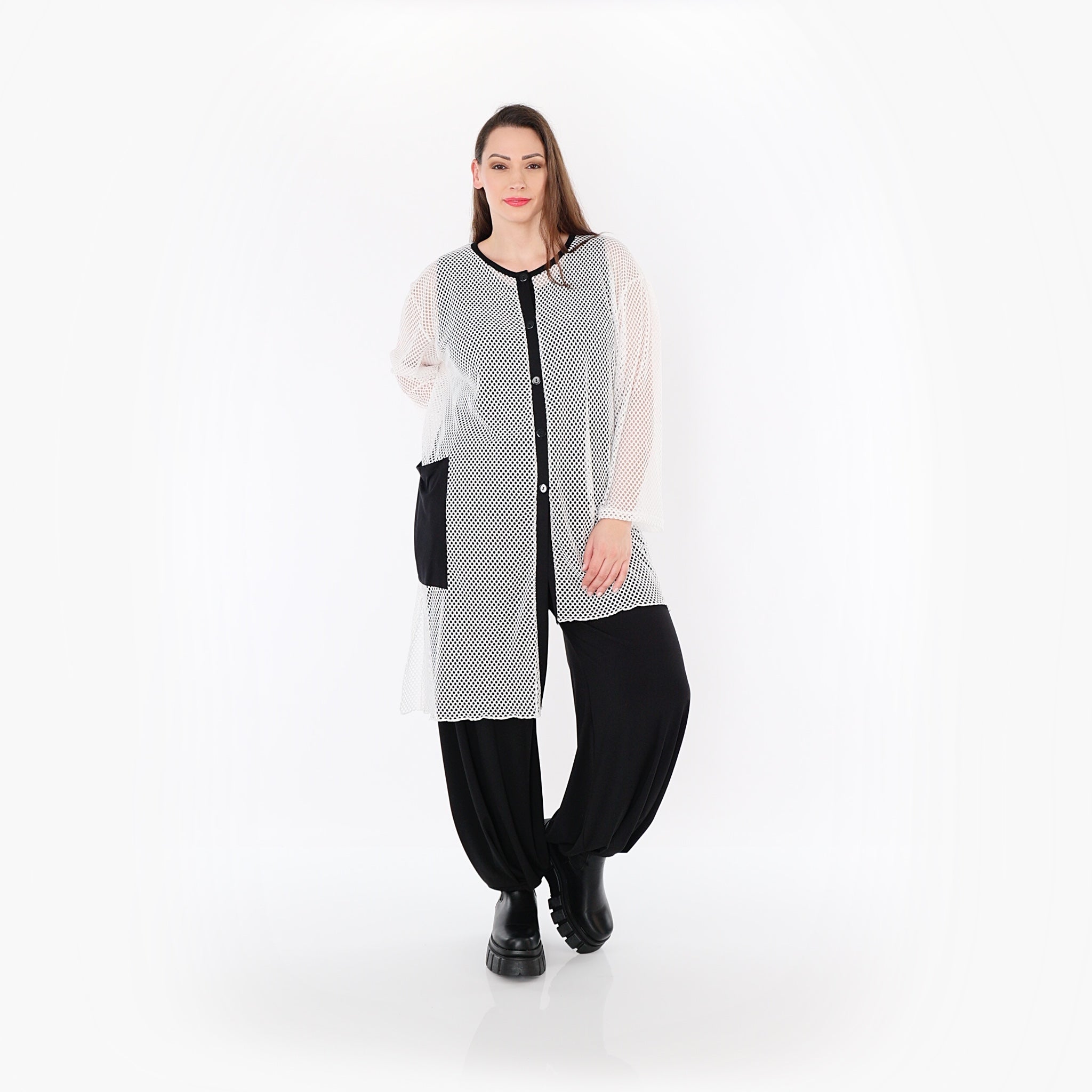 AKH Fashion · Bluse · Marie · 7101 · Weiß/Schwarz