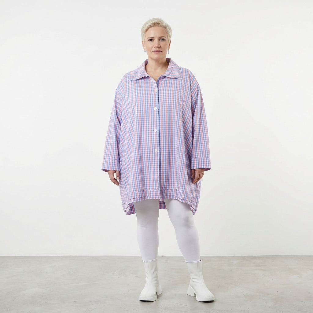 AKH Fashion 7010 Blouse, Bleu-Blanc-Rose