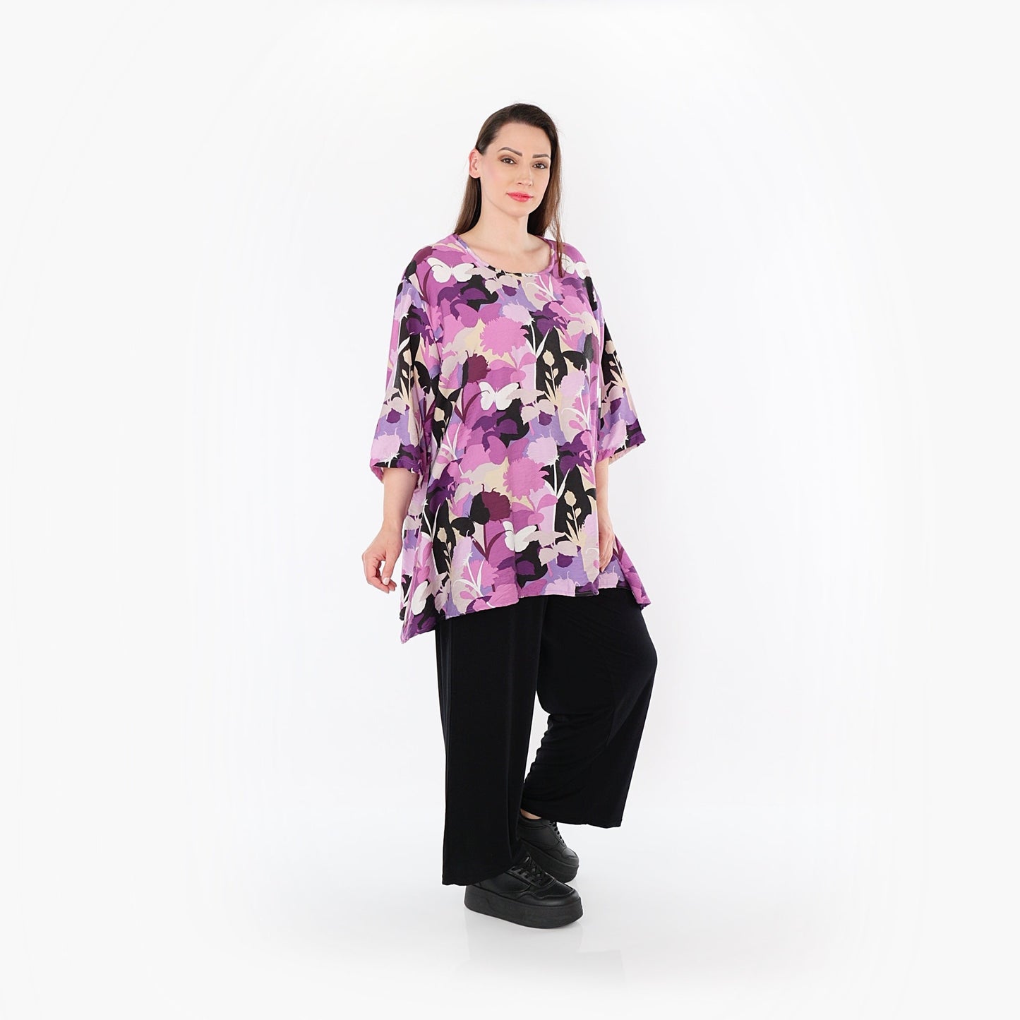 AKH Fashion 593 Big Shirt, Lila-Multicolor