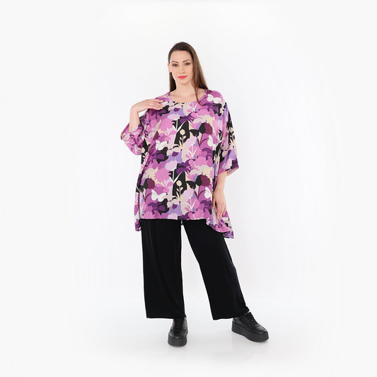 AKH Fashion 593 Big Shirt, Lila-Multicolor