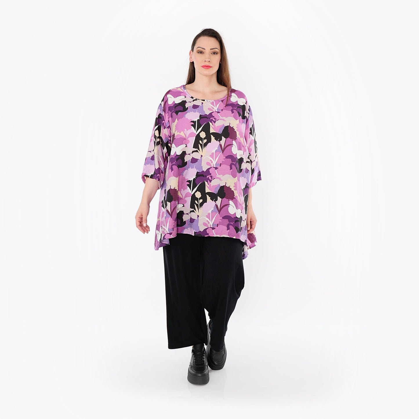 AKH Fashion 593 Big Shirt, Lila-Multicolor