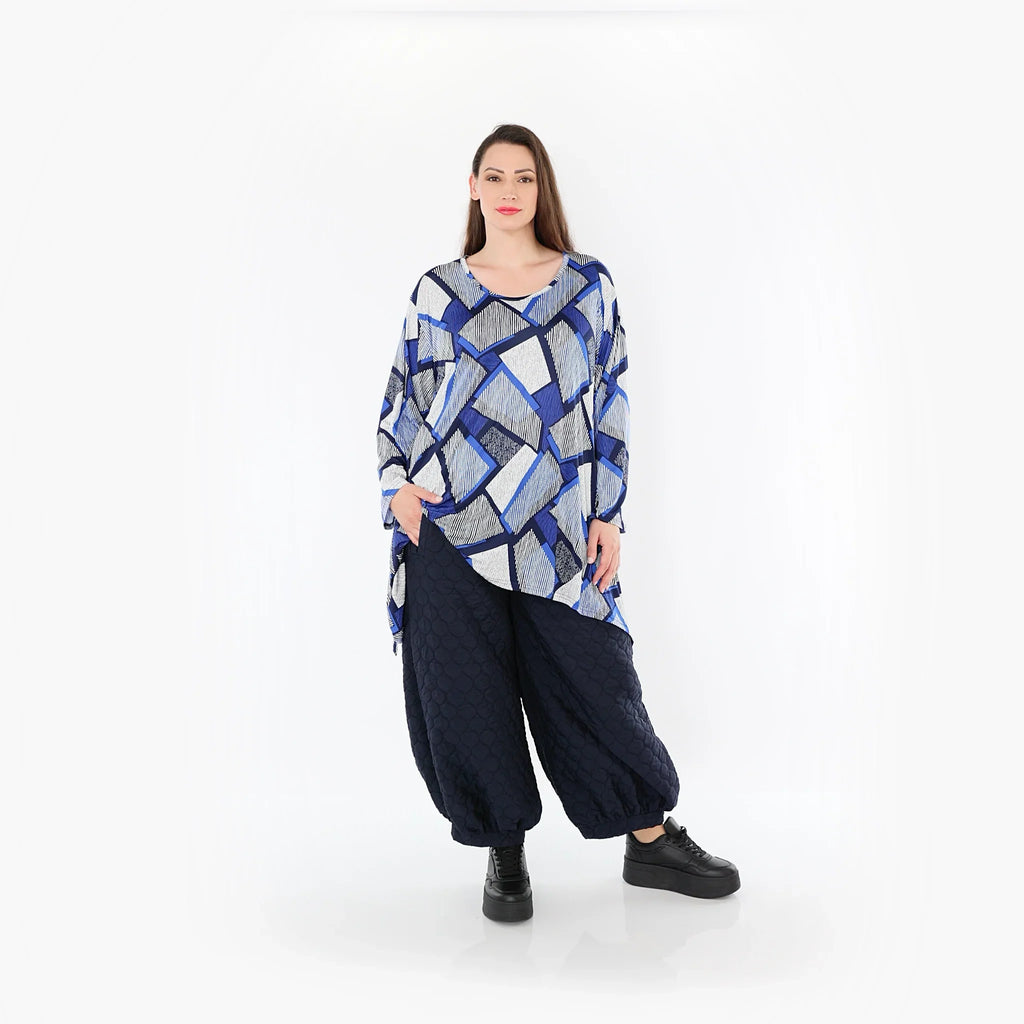 AKH Fashion 1019 Big Shirt, Blue-White-Navy