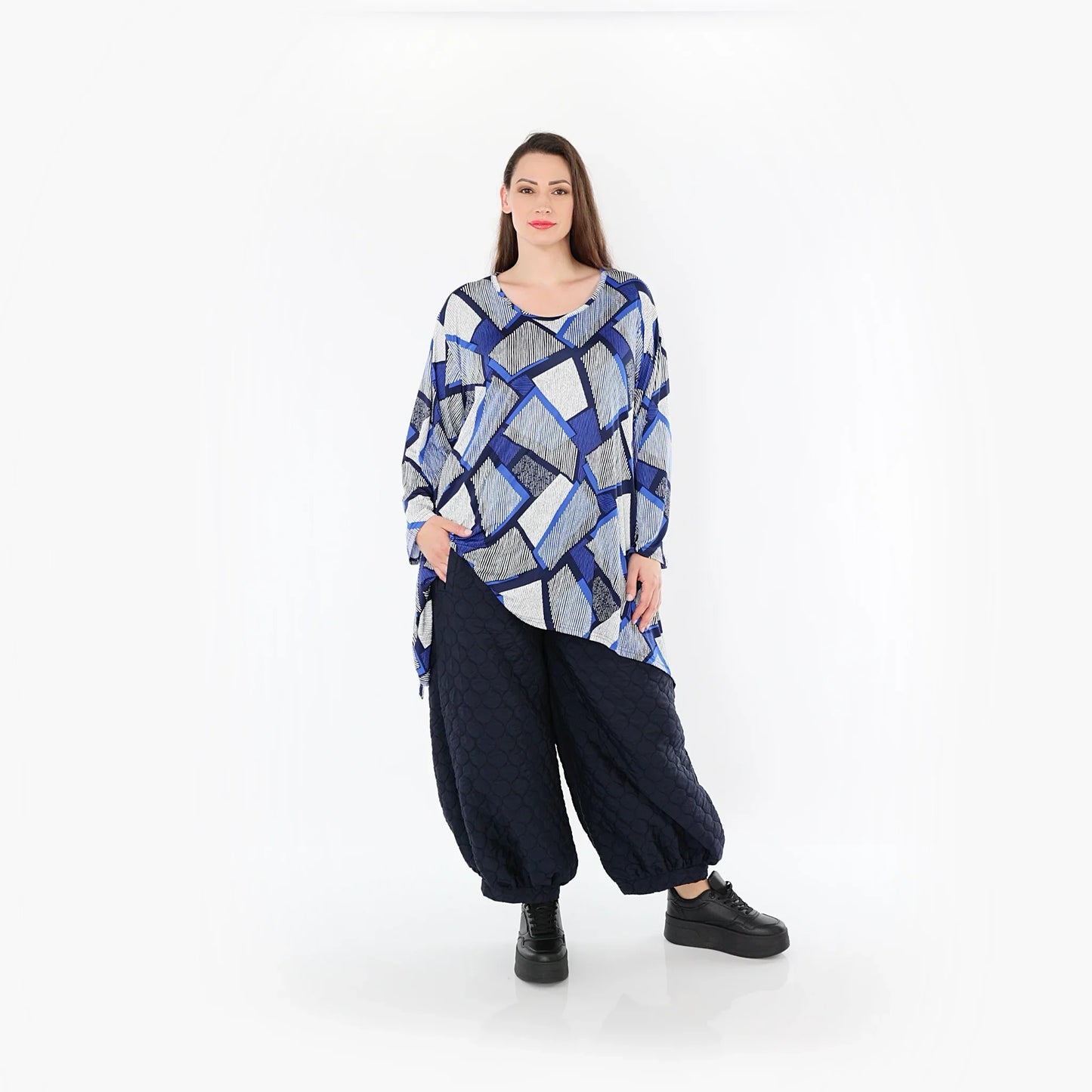 AKH Fashion 1019 Big Shirt, Blau-Weiß-Marine