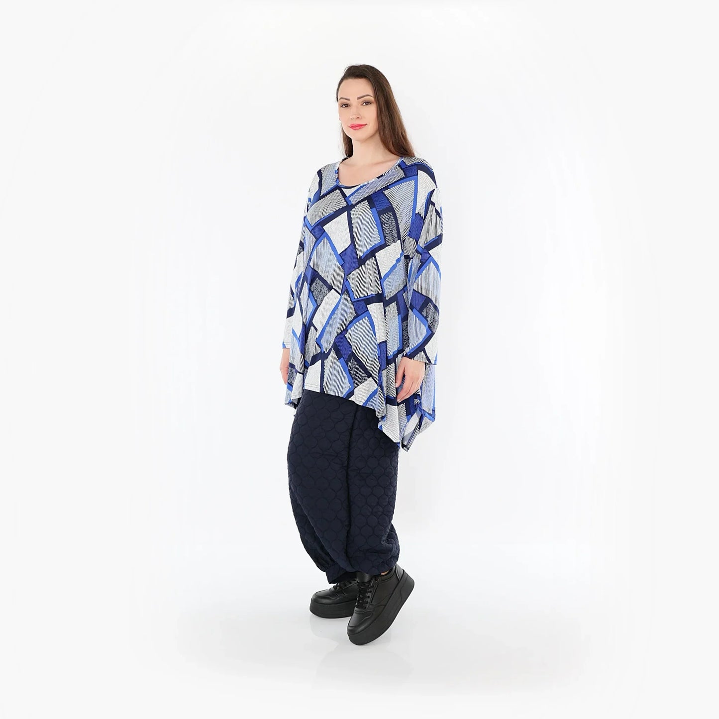 AKH Fashion 1019 Big Shirt, Blau-Weiß-Marine