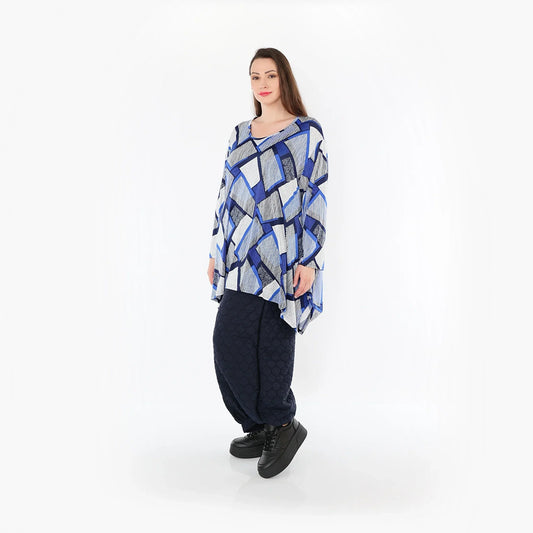 AKH Fashion 1019 Big Shirt, Blau-Weiß-Marine