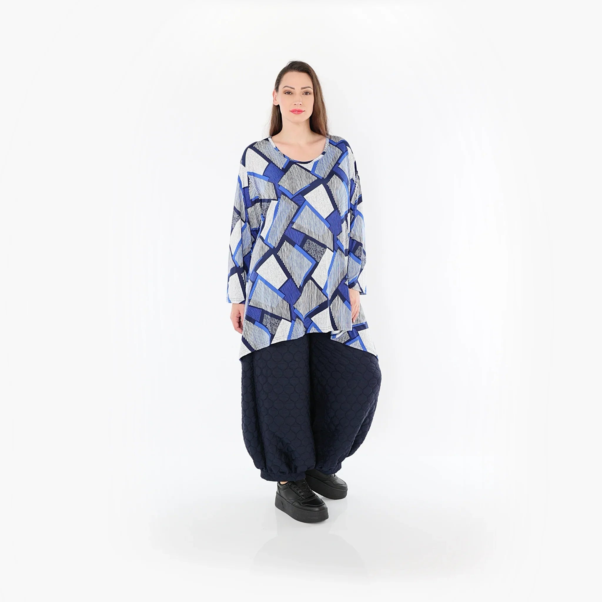 AKH Fashion 1019 Big Shirt, Blue-White-Navy