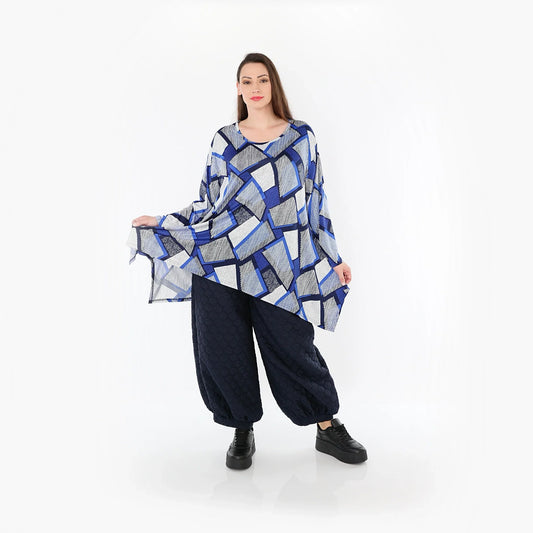 AKH Fashion 1019 Big Shirt, Blau-Weiß-Marine