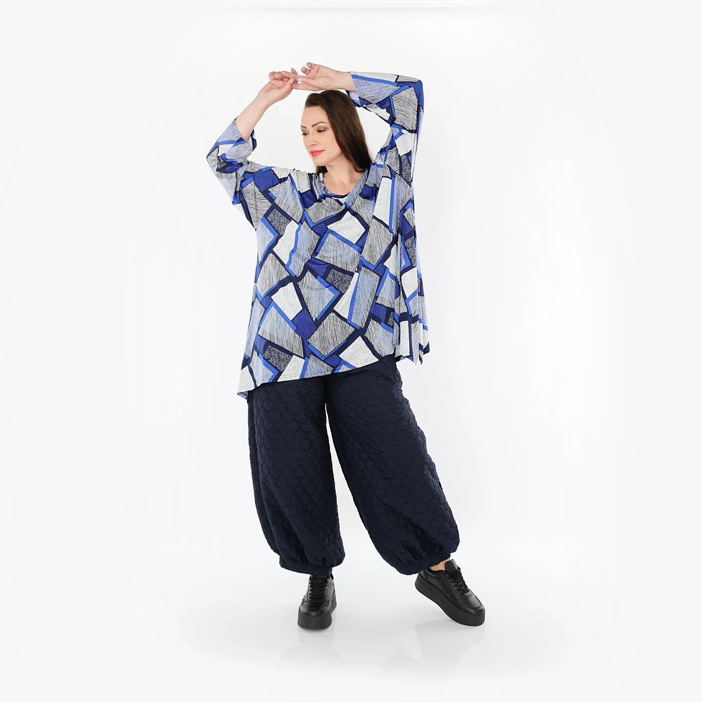 AKH Fashion 1019 Big Shirt, Blau-Weiß-Marine