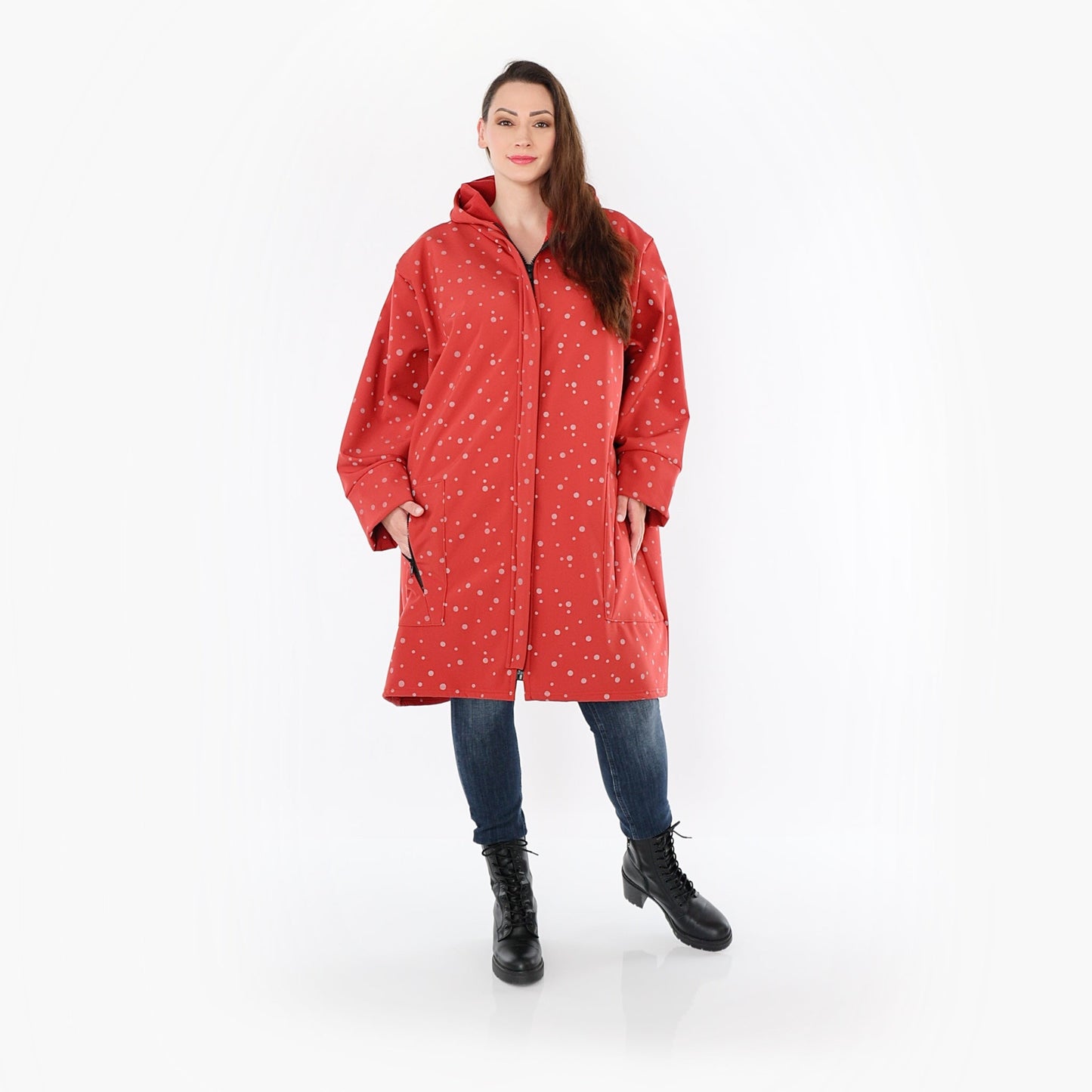 AKH Fashion 7035 Mantel, Rot-Grau
