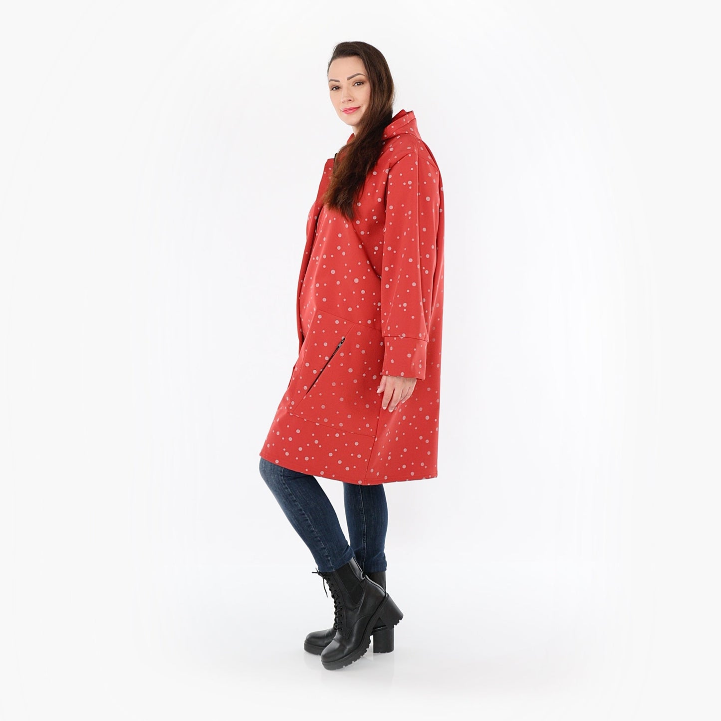 AKH Fashion 7035 Mantel, Rot-Grau