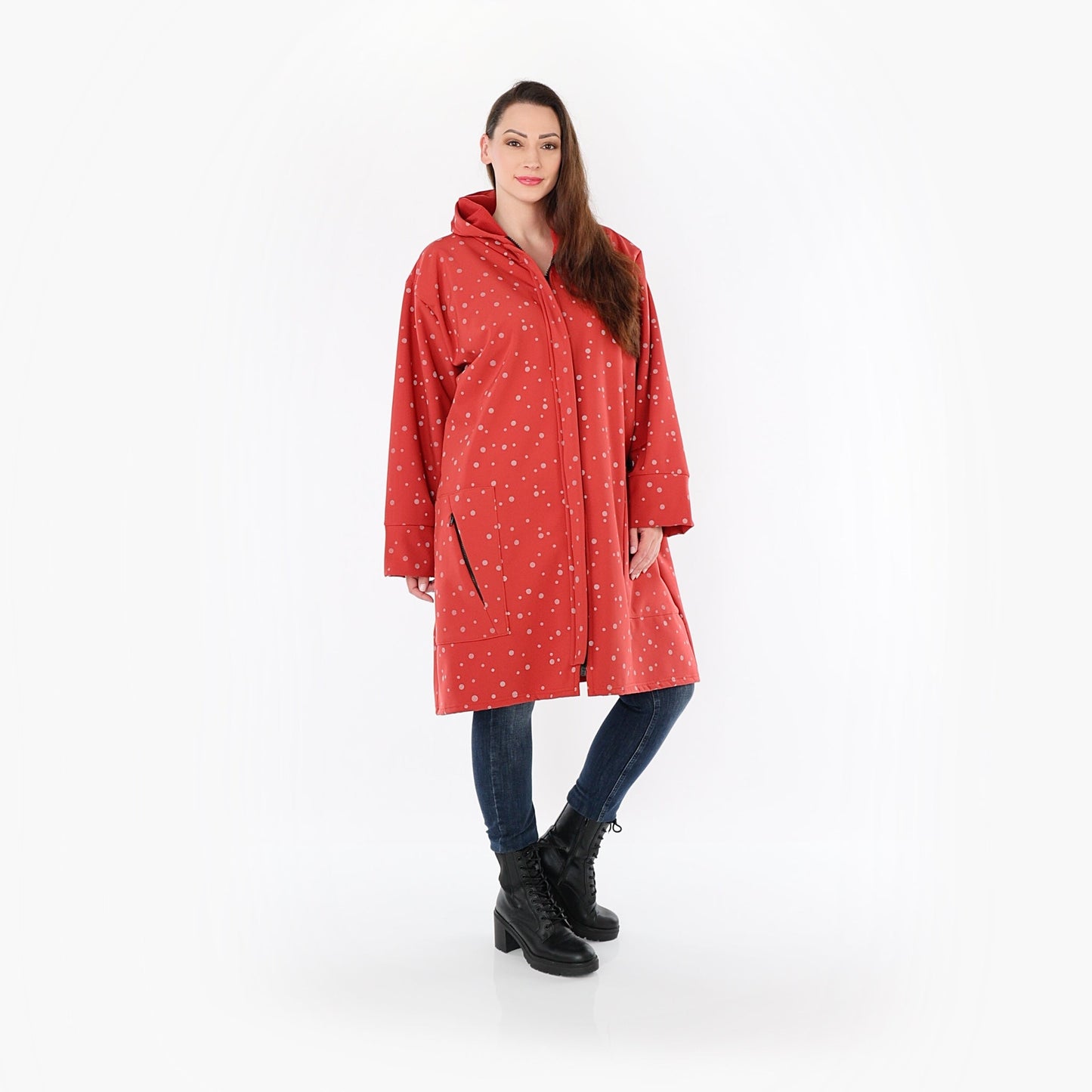 AKH Fashion 7035 Mantel, Rot-Grau