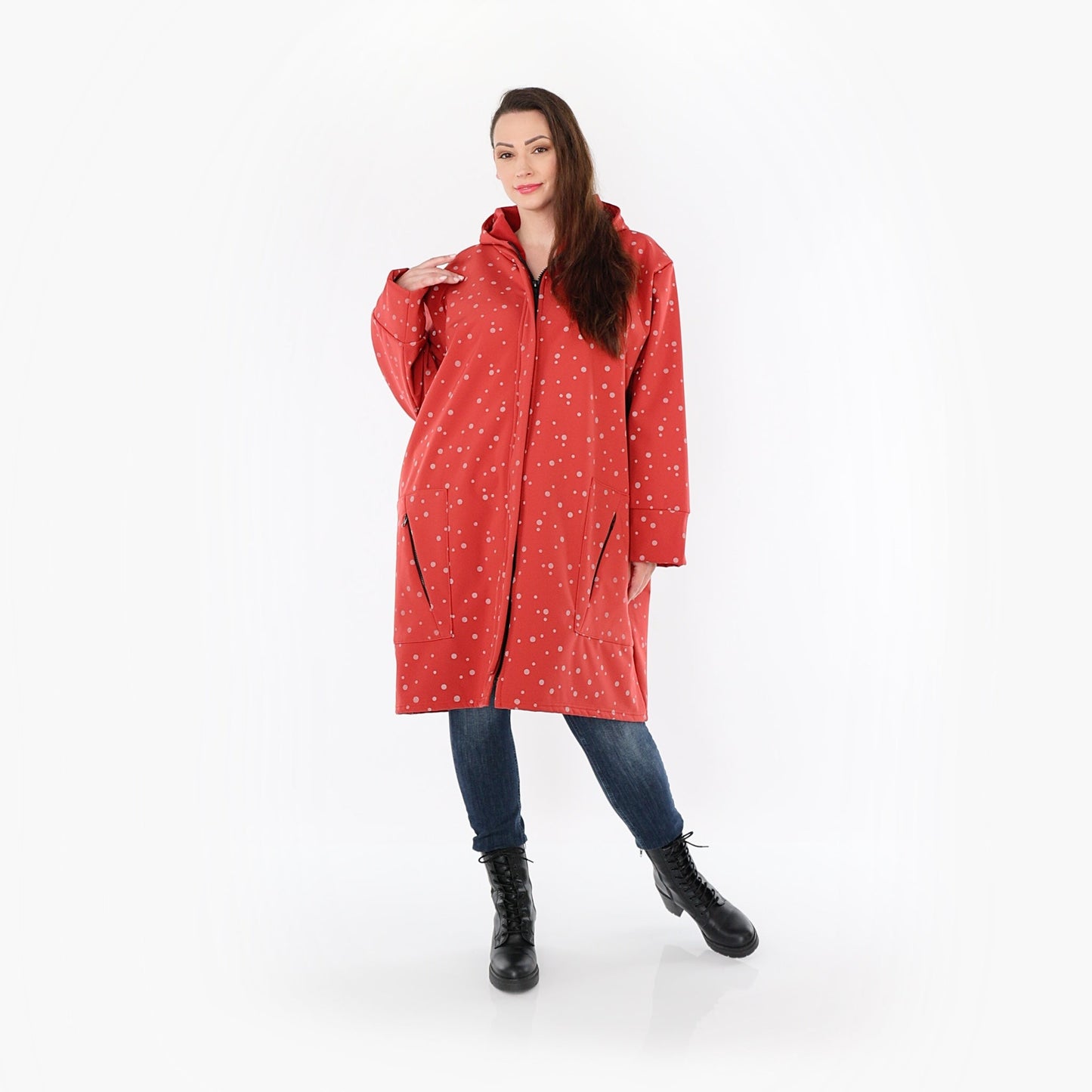 AKH Fashion 7035 Mantel, Rot-Grau