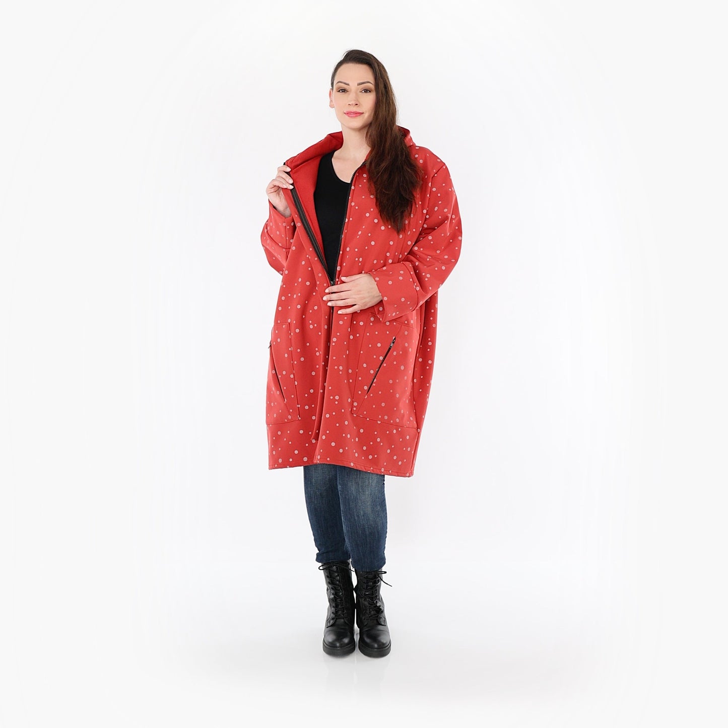 AKH Fashion 7035 Mantel, Rot-Grau