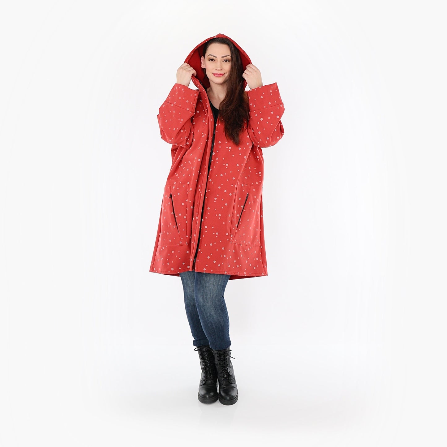 AKH Fashion 7035 Mantel, Rot-Grau